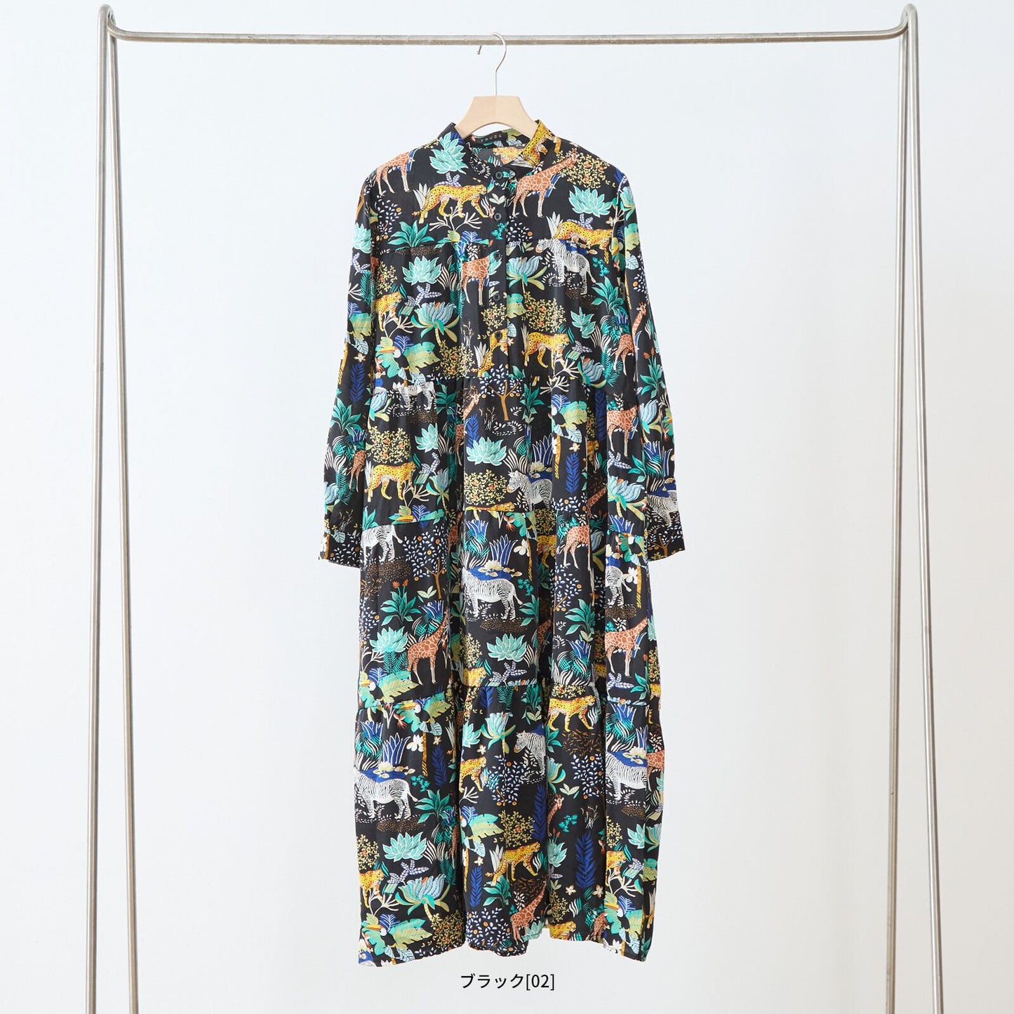 【L〜LLサイズ】サファリ柄 プルオーバーロングワンピース