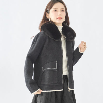 【M〜L】ファー付きカーディガン(N25-332)