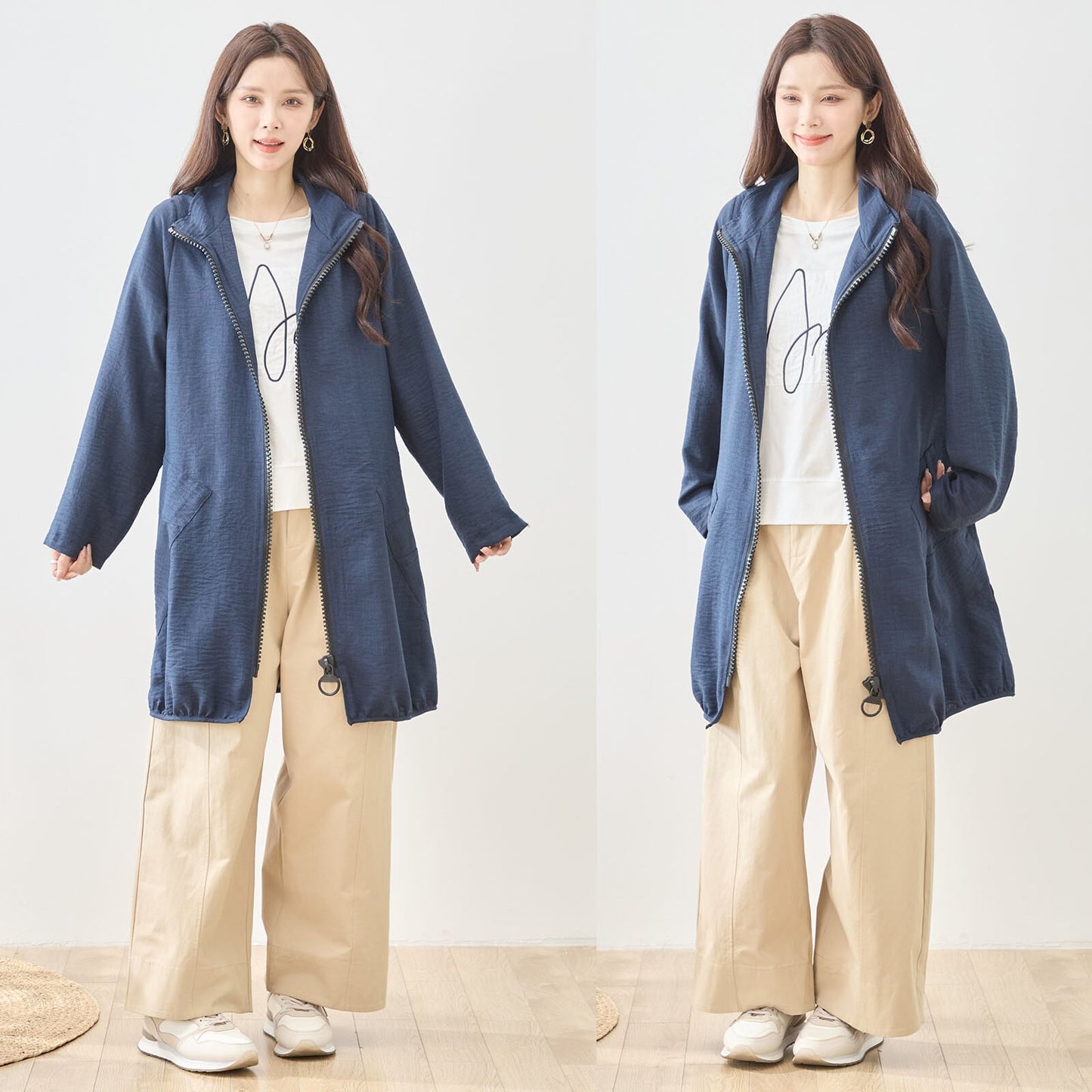 フード付きスプリングコート