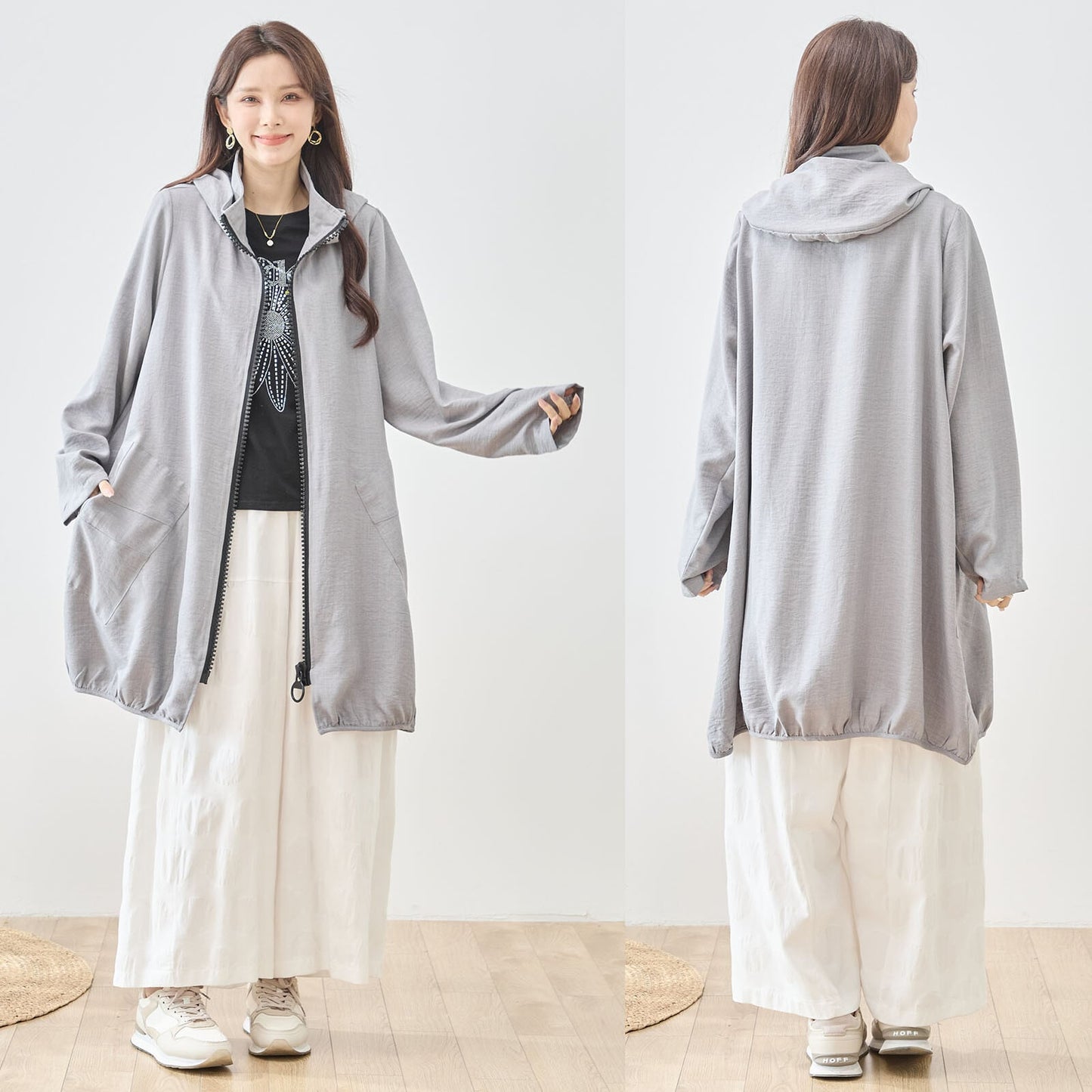 フード付きスプリングコート