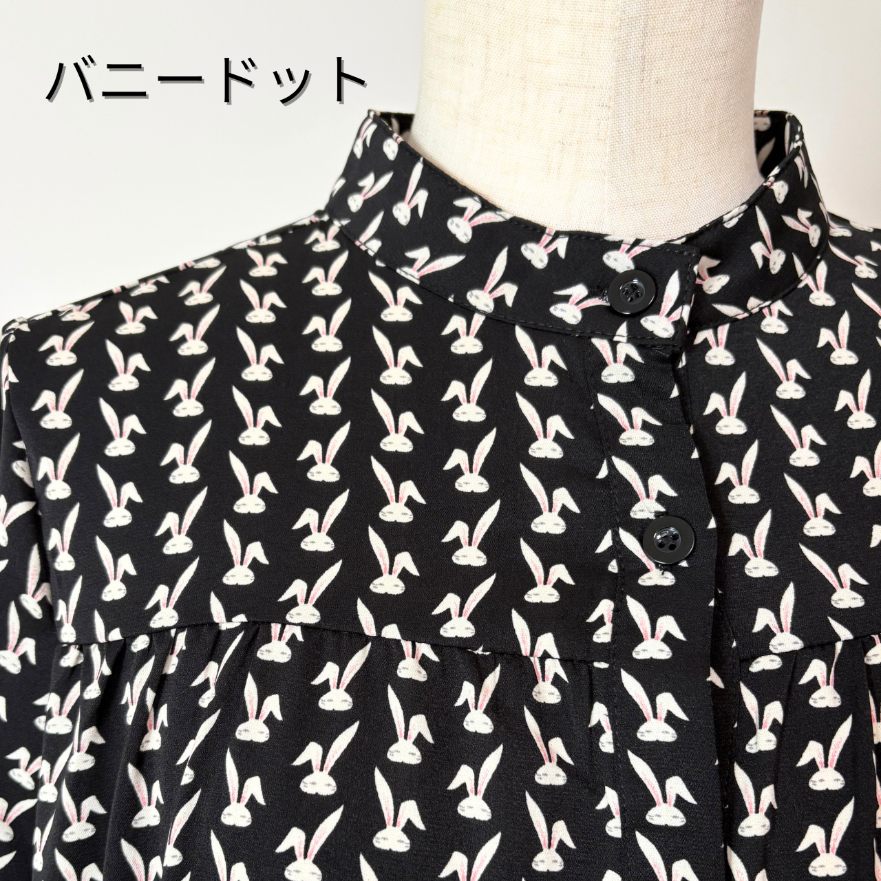 【前開き】3段ティアードロングワンピース　7柄｜イラスト／ドット／リボン柄／サファリ／バニードット／森の動物／B柄