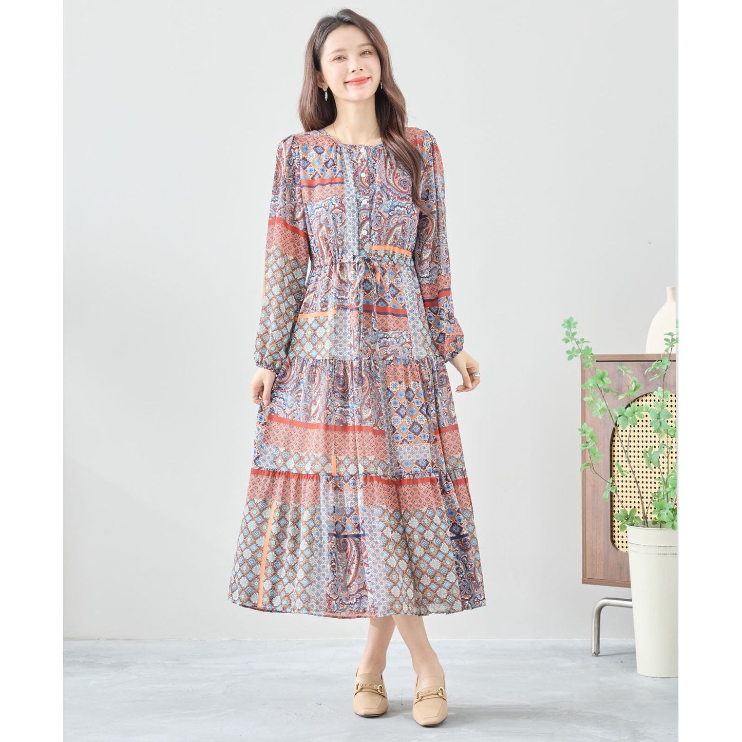 エスニック柄ワンピース