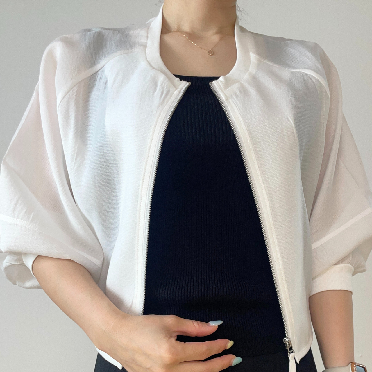 【再入荷】サマージップブルゾン｜UV・冷房対策にぴったりなシアー羽織り（2色展開・フリーサイズ）