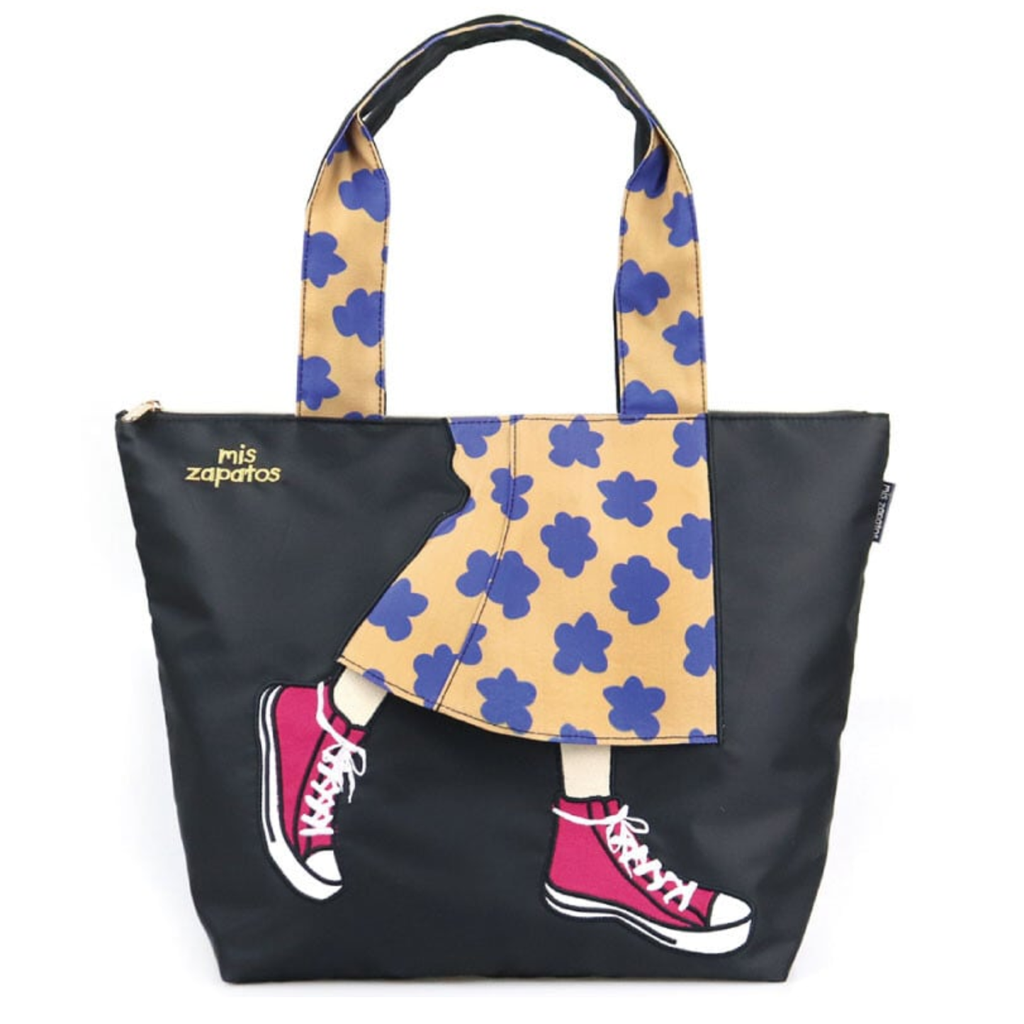 フラワースカートナイロントート 大容量/旅行/トートバッグ/インバウンド/刺しゅう/レディース