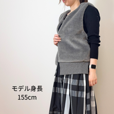 着膨れしない体型カバーファーベスト｜ショート丈／ポケット付き／大人ナチュラル