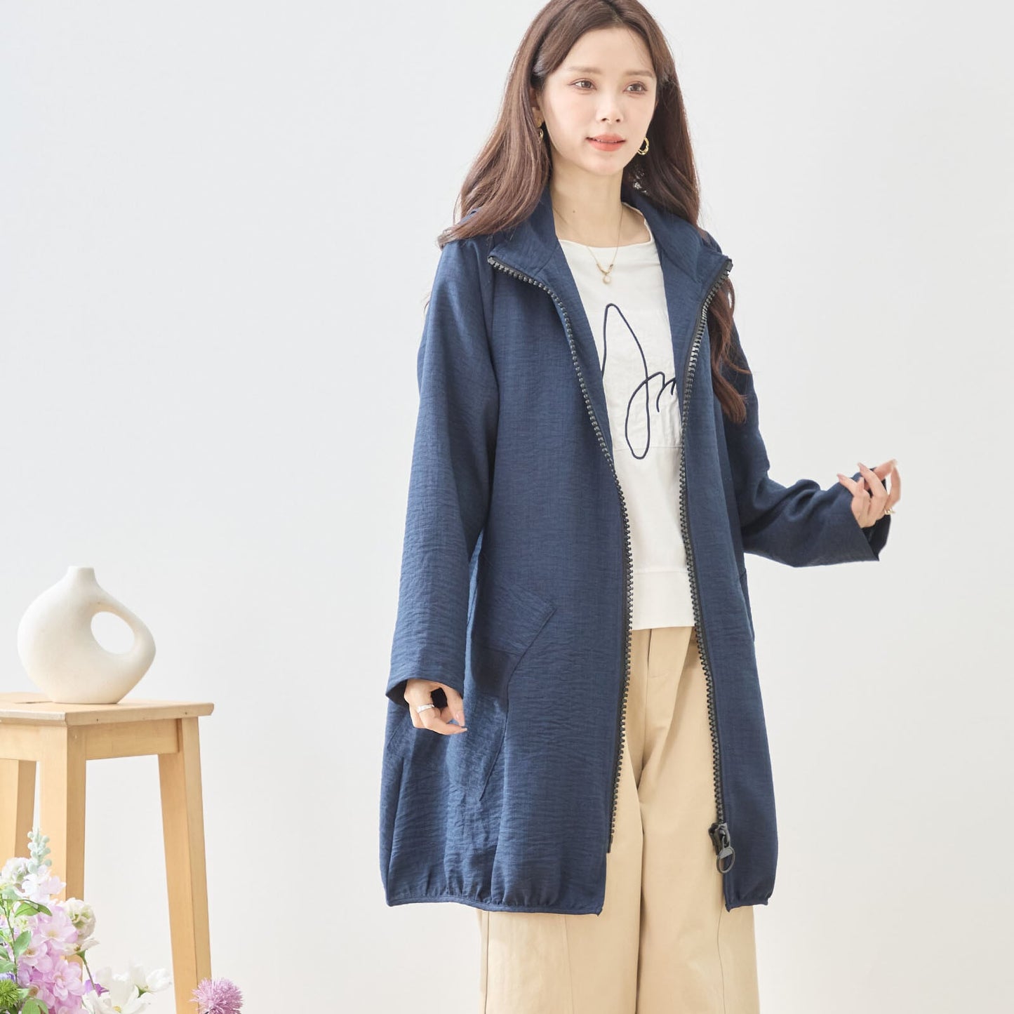 フード付きスプリングコート