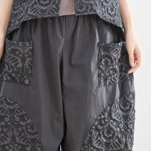ジャガード切替ベストセットアップ｜体型カバー・大人上品コーデ完成セット【ゆったりサイズ】