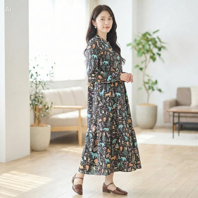 POPサファリ柄ワンピース LからLLサイズのみ