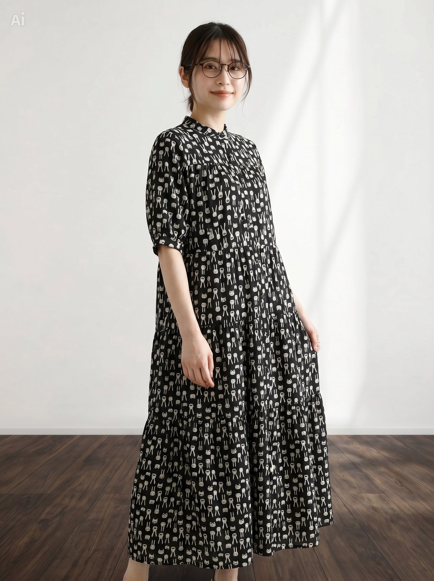 【1枚で華やぐ】体型カバー ティアードワンピース【半袖】