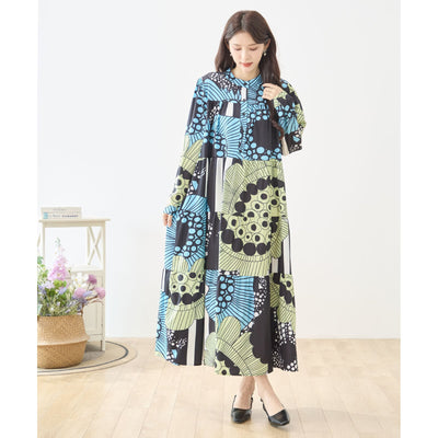 L~LL 幾何学柄Aラインワンピース