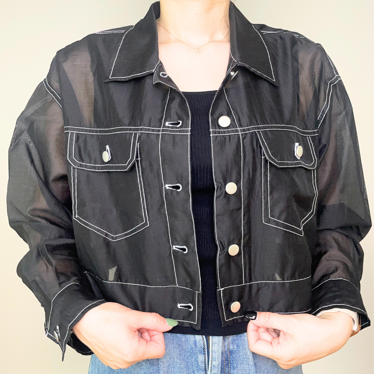 シアーショートジャケット｜透け感×体型カバー