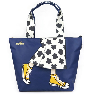 フラワースカートナイロントート 大容量/旅行/トートバッグ/インバウンド/刺しゅう/レディース