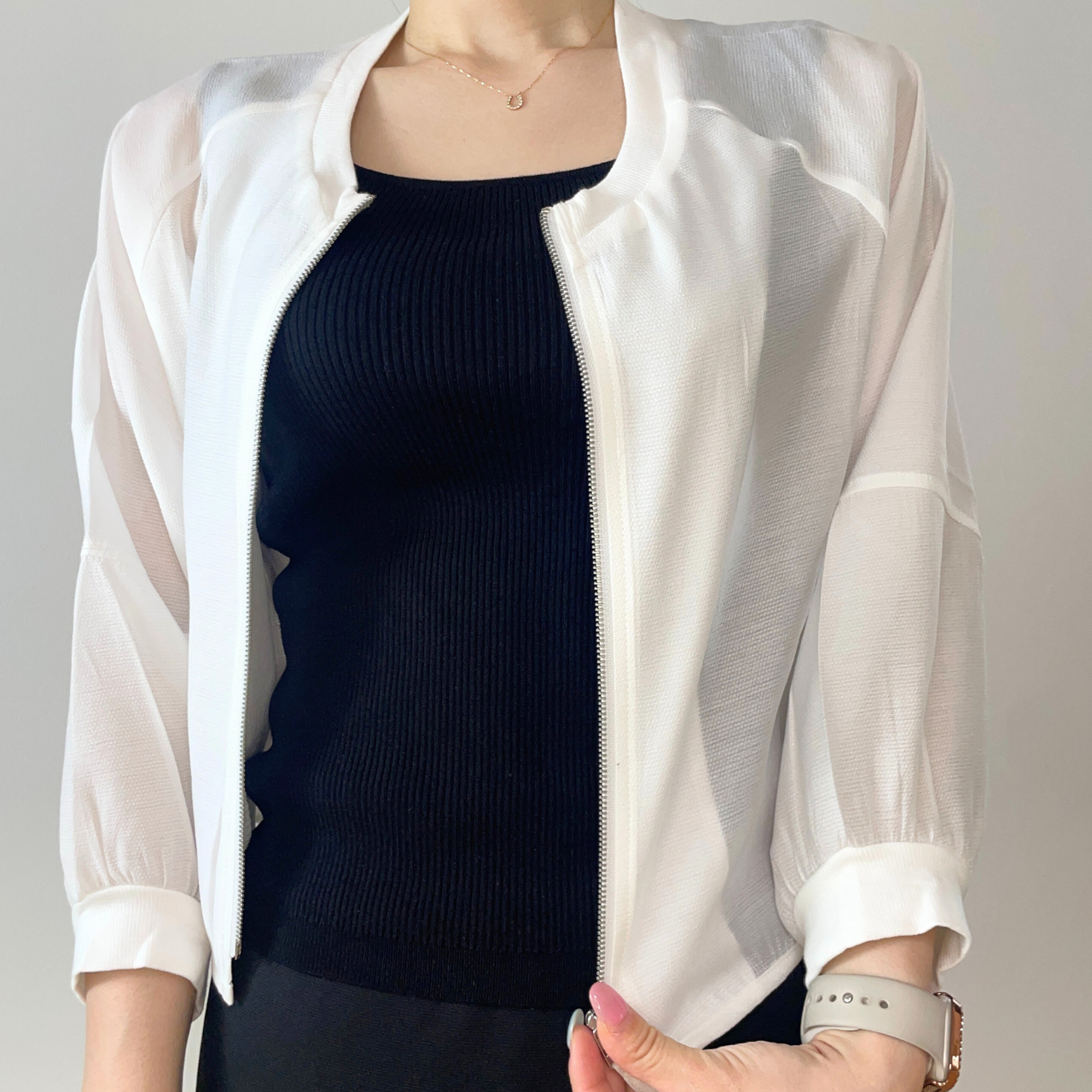 【再入荷】サマージップブルゾン｜UV・冷房対策にぴったりなシアー羽織り（2色展開・フリーサイズ）