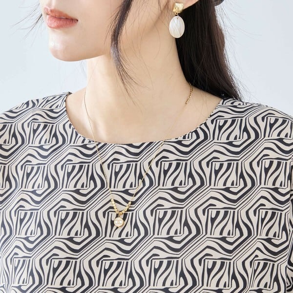 【L〜LL】アートジオメトリックプリントワンピース（N82-091A）