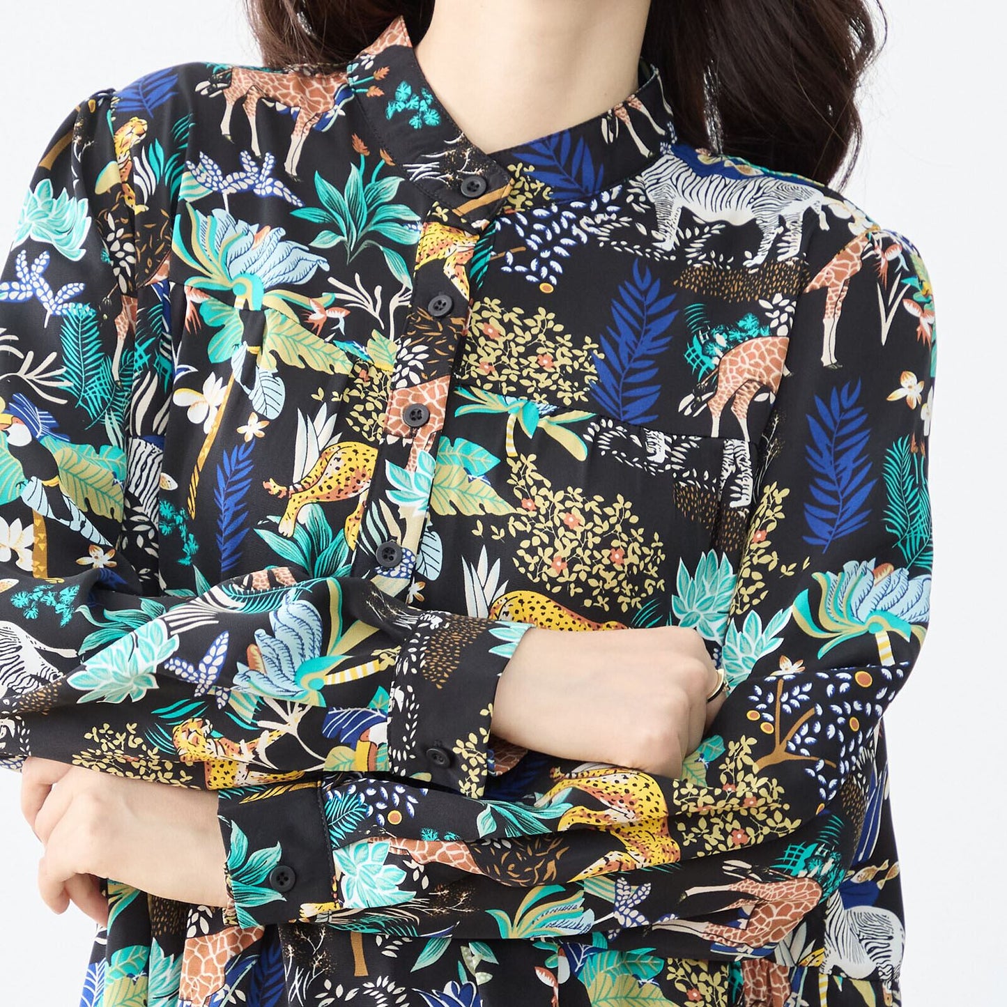 【L〜LLサイズ】サファリ柄　プルオーバーロングワンピース