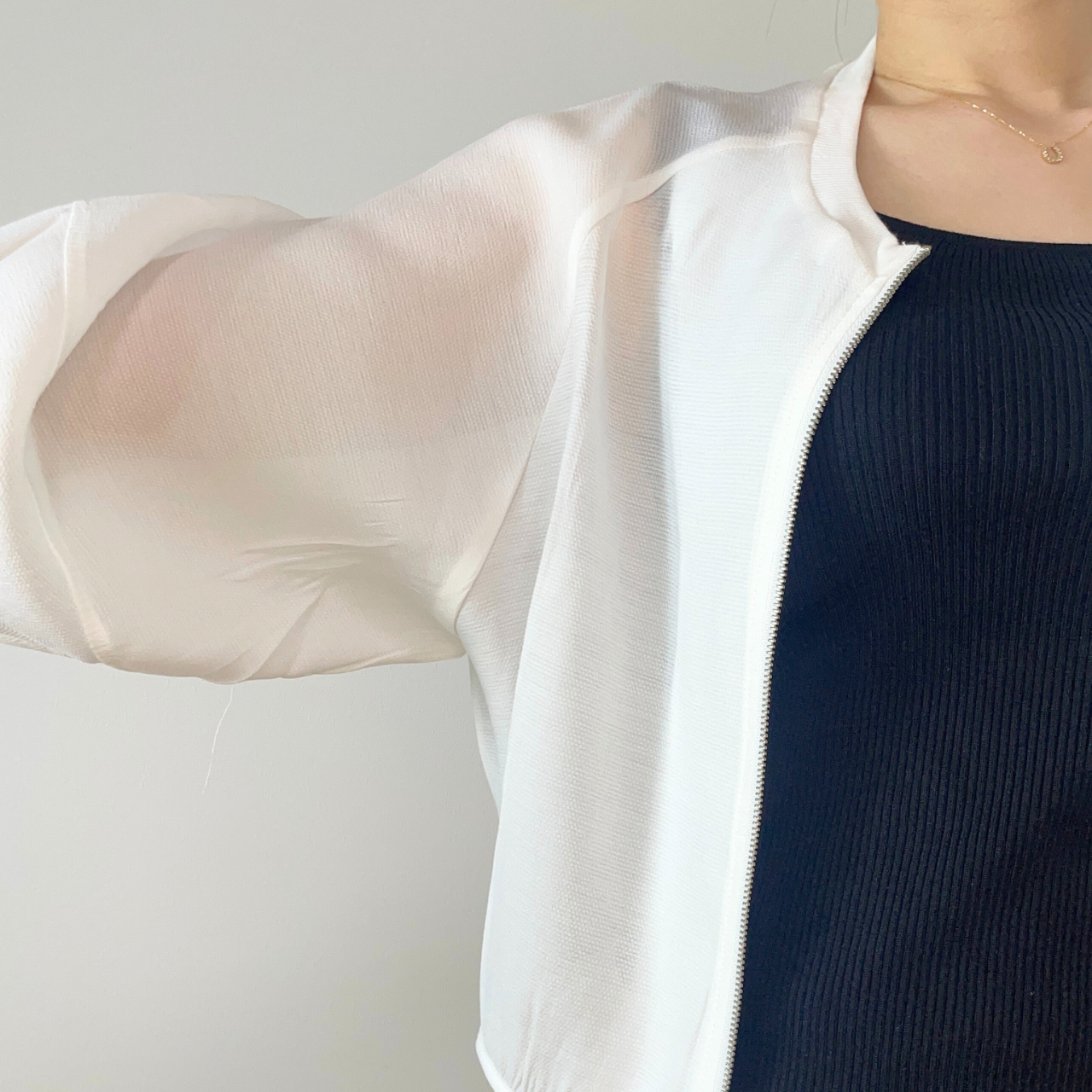 【再入荷】サマージップブルゾン｜UV・冷房対策にぴったりなシアー羽織り（2色展開・フリーサイズ）