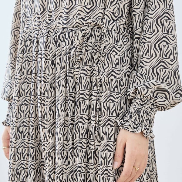 【L〜LL】アートジオメトリックプリントワンピース（N82-091A）