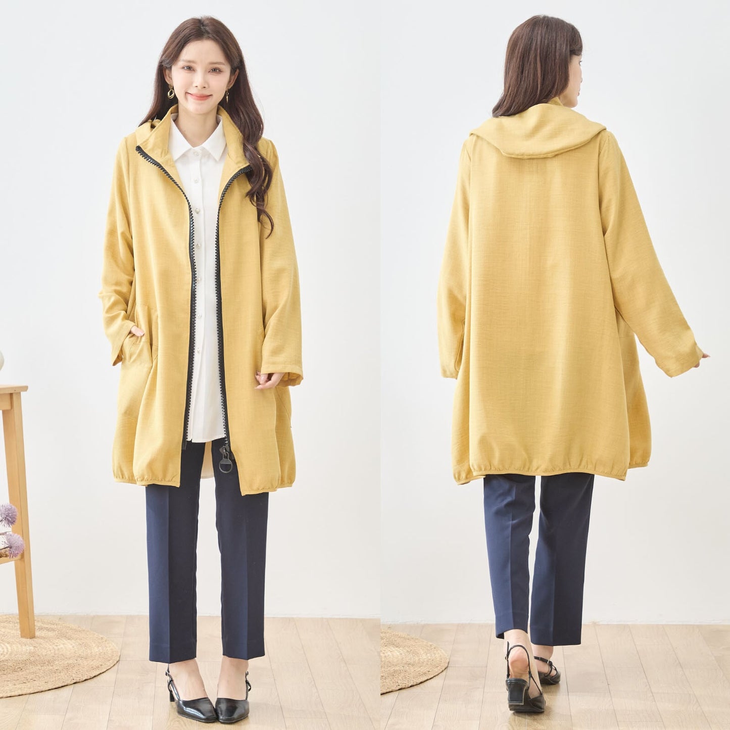 フード付きスプリングコート