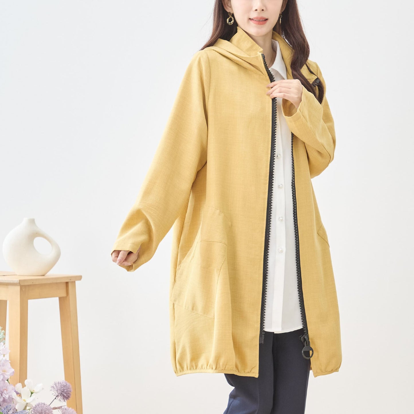 フード付きスプリングコート