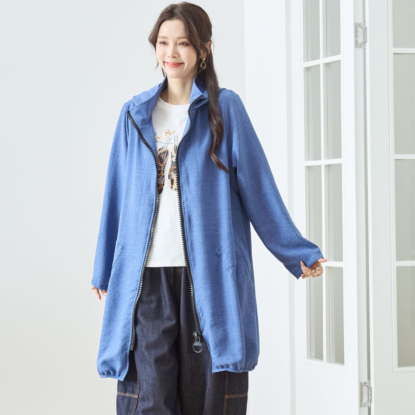 フード付きスプリングコート