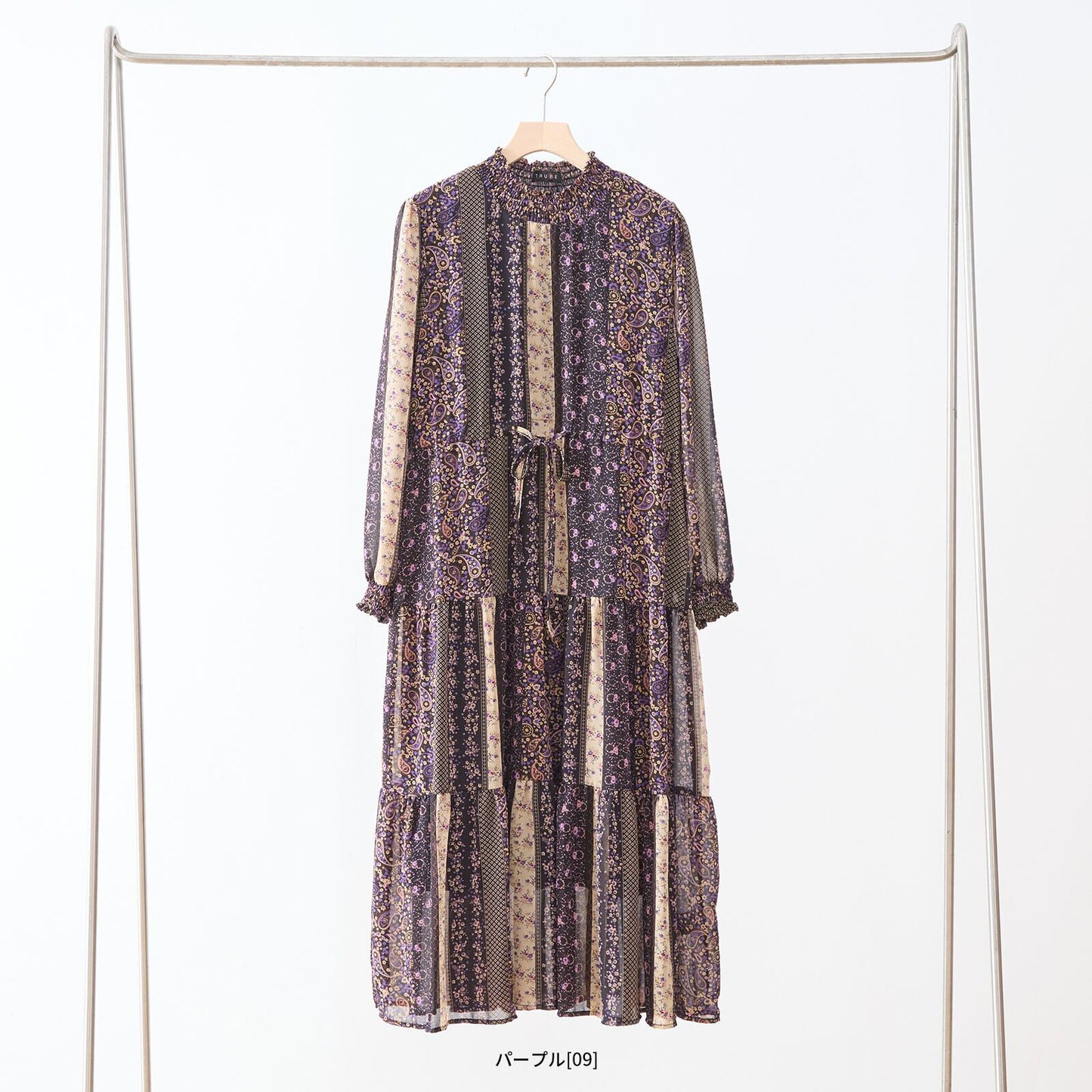 【L〜LL】エスニックシフォンティアードワンピース