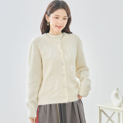 スパンコール付きフラワーモチーフカーディガン(N25-339)