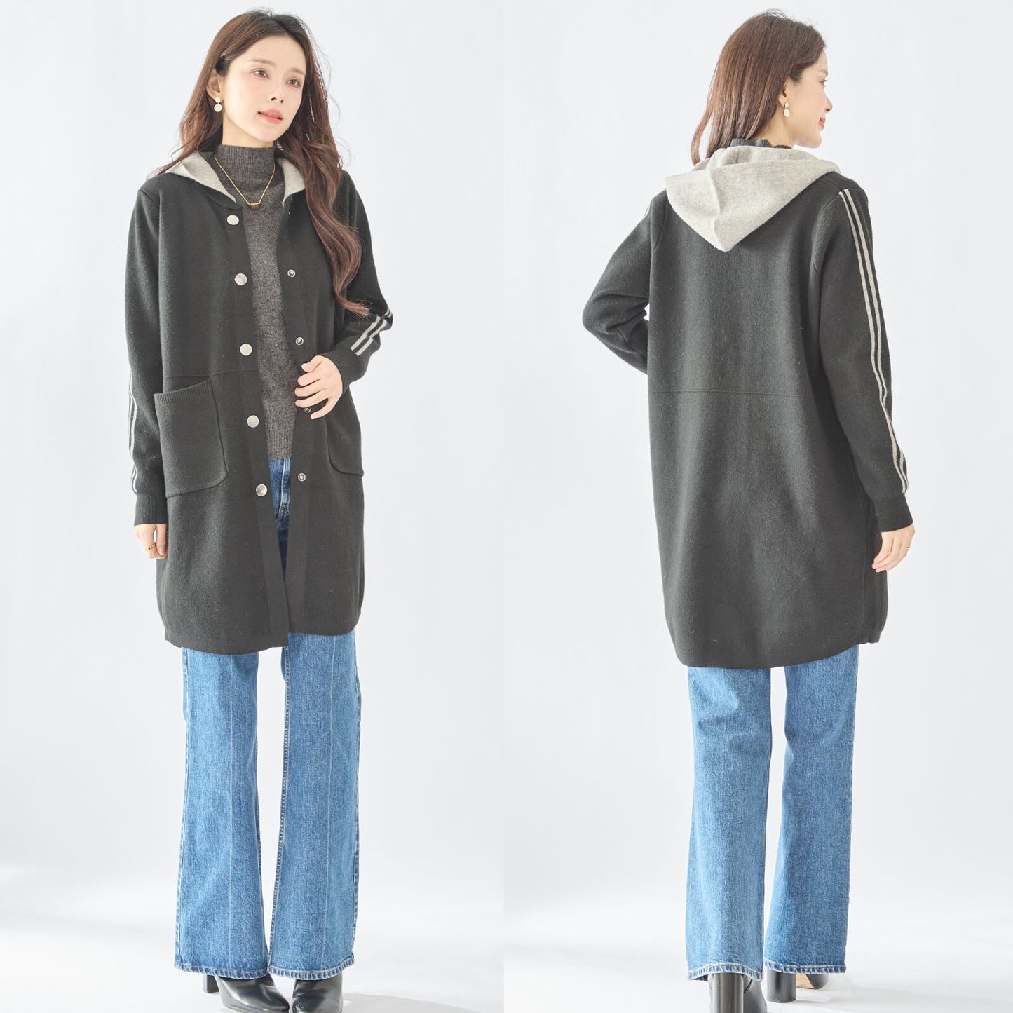 【M〜L】ロングニットカーディガン（N25-323）