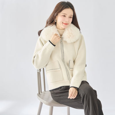 【M〜L】ファー付きカーディガン(N25-332)