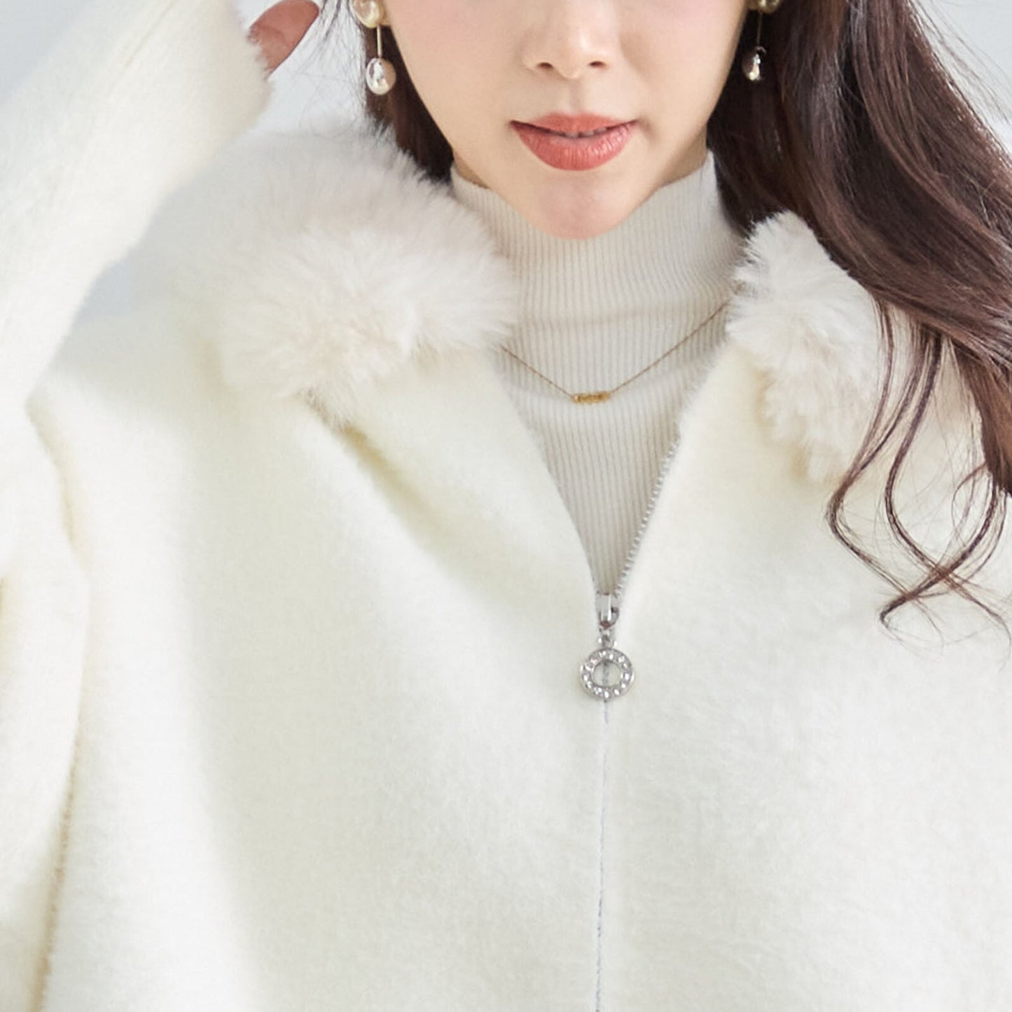 【M〜L】ふわふわポケット付きファーブルゾン(N25-091B)