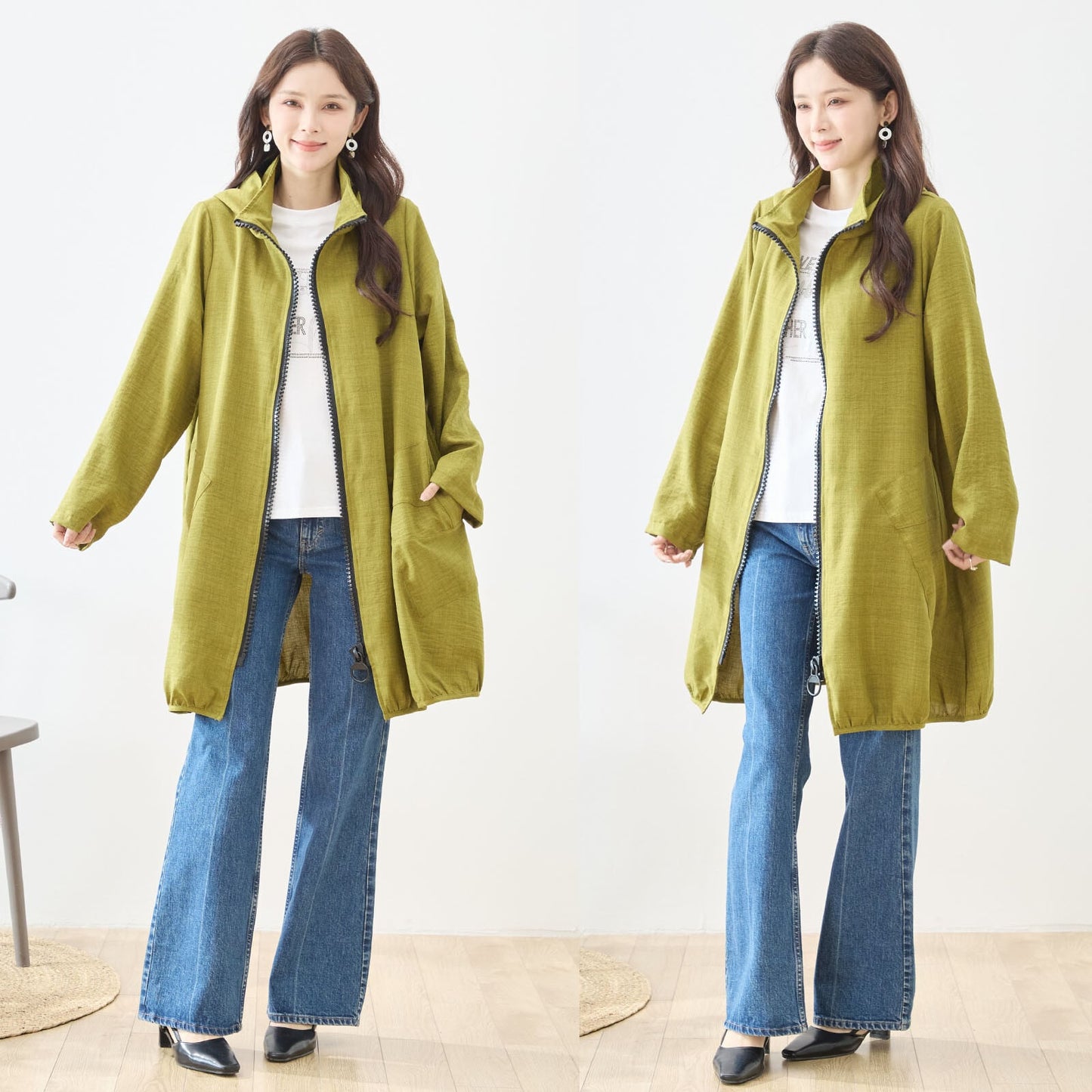 フード付きスプリングコート