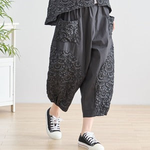 ジャガード切替ベストセットアップ｜体型カバー・大人上品コーデ完成セット【ゆったりサイズ】