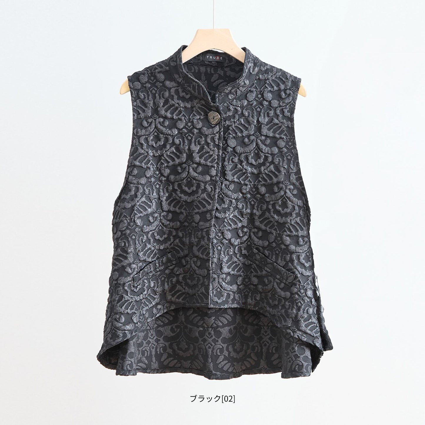 ジャガード切替ベストセットアップ｜体型カバー・大人上品コーデ完成セット【ゆったりサイズ】