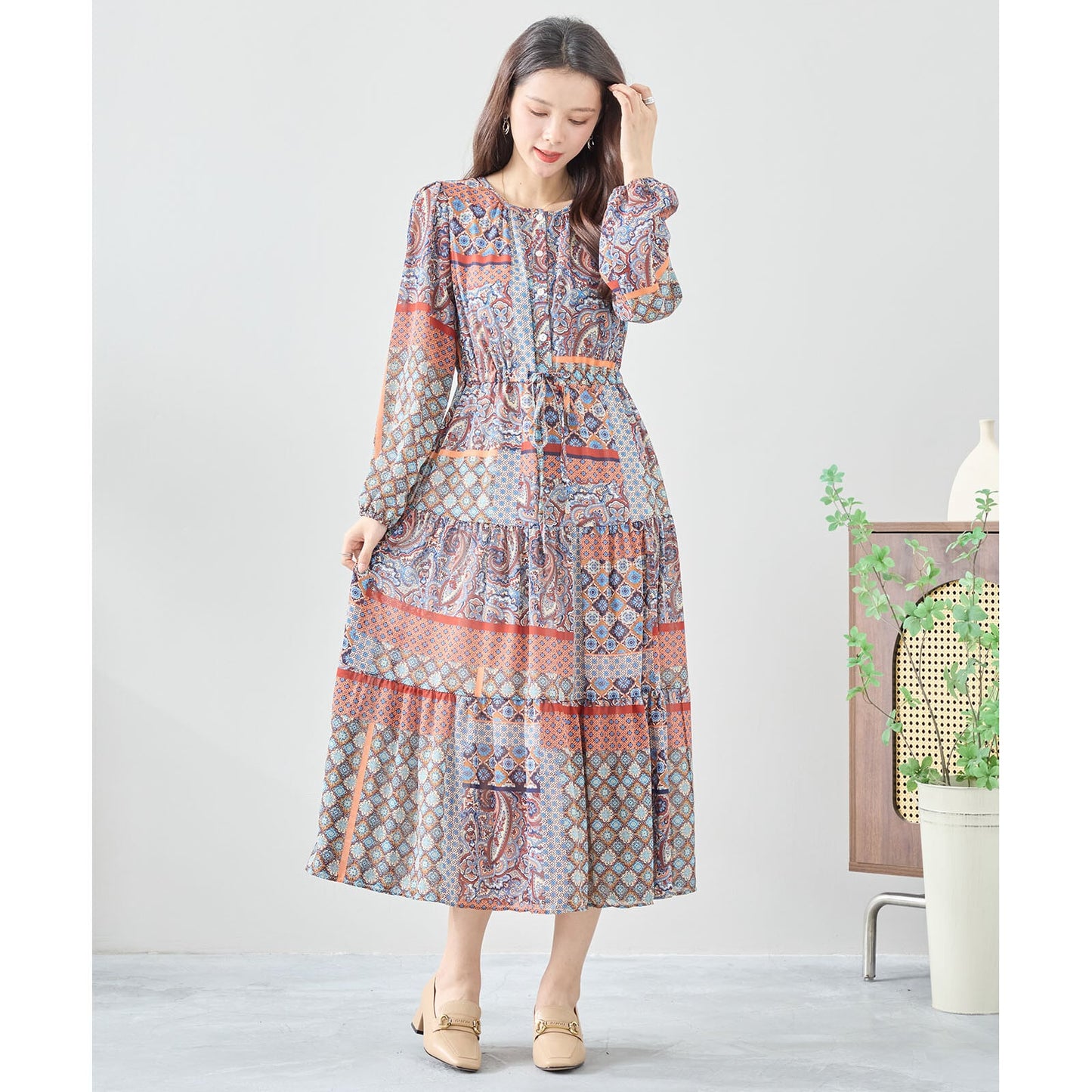 エスニック柄ワンピース