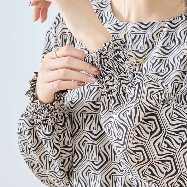 【L〜LL】アートジオメトリックプリントワンピース（N82-091A）