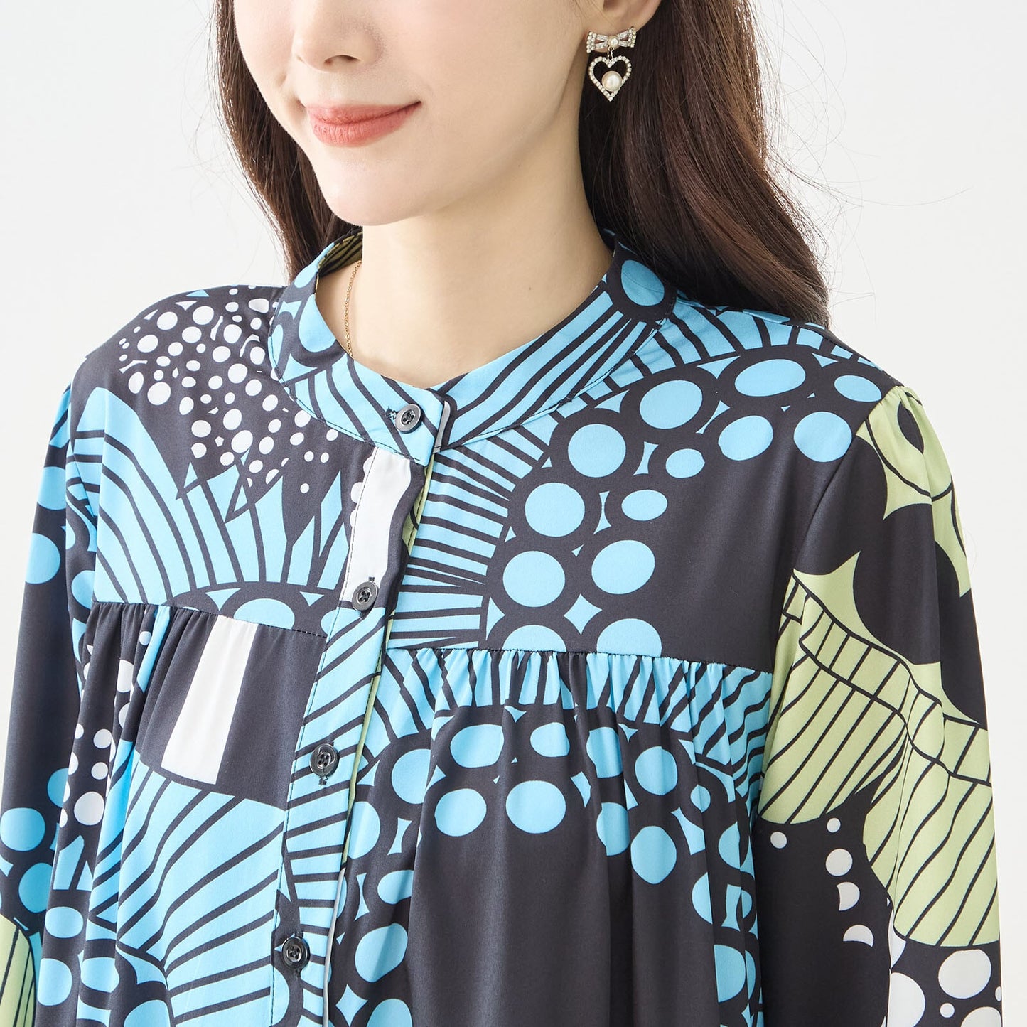 L~LL 幾何学柄Aラインワンピース