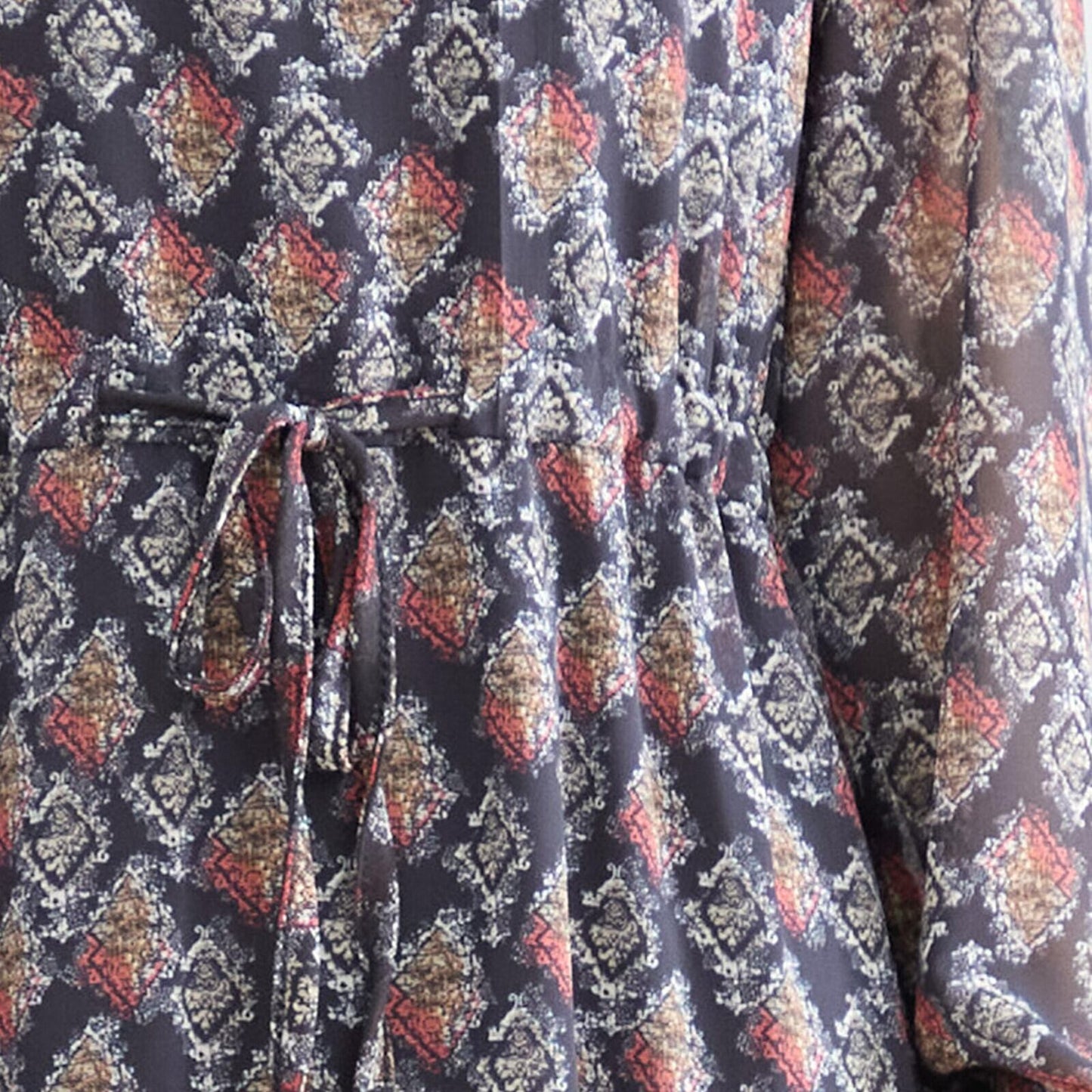 オリエンタル柄シフォンワンピース
